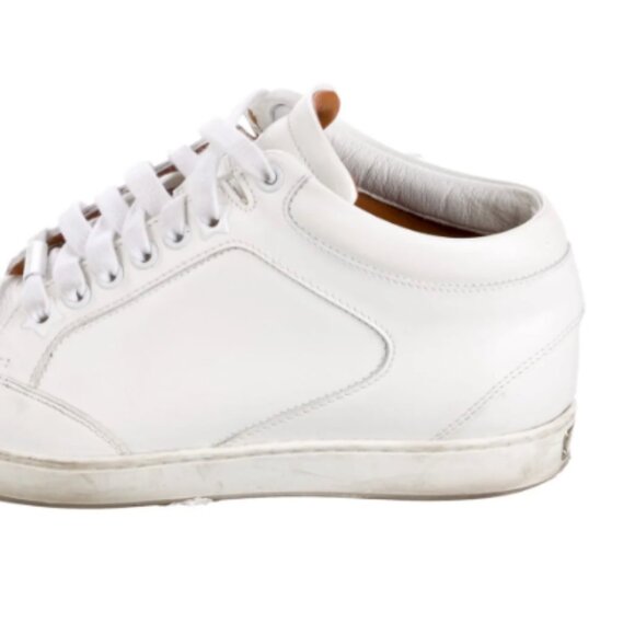 Jimmy Choo Miami White Leather Logo Tag Nneakers - Picture 5 of 16